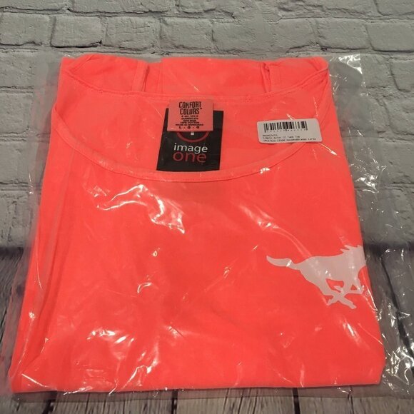 SMU Mustangs College Football Men's Large Tank Top Neon Orange NWT - Picture 3 of 5